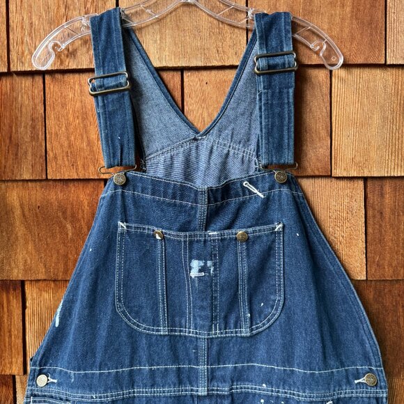 Vintage Sears Roebucks Blue Denim Paint splattered Overalls up to 37 inch waist - Picture 8 of 10